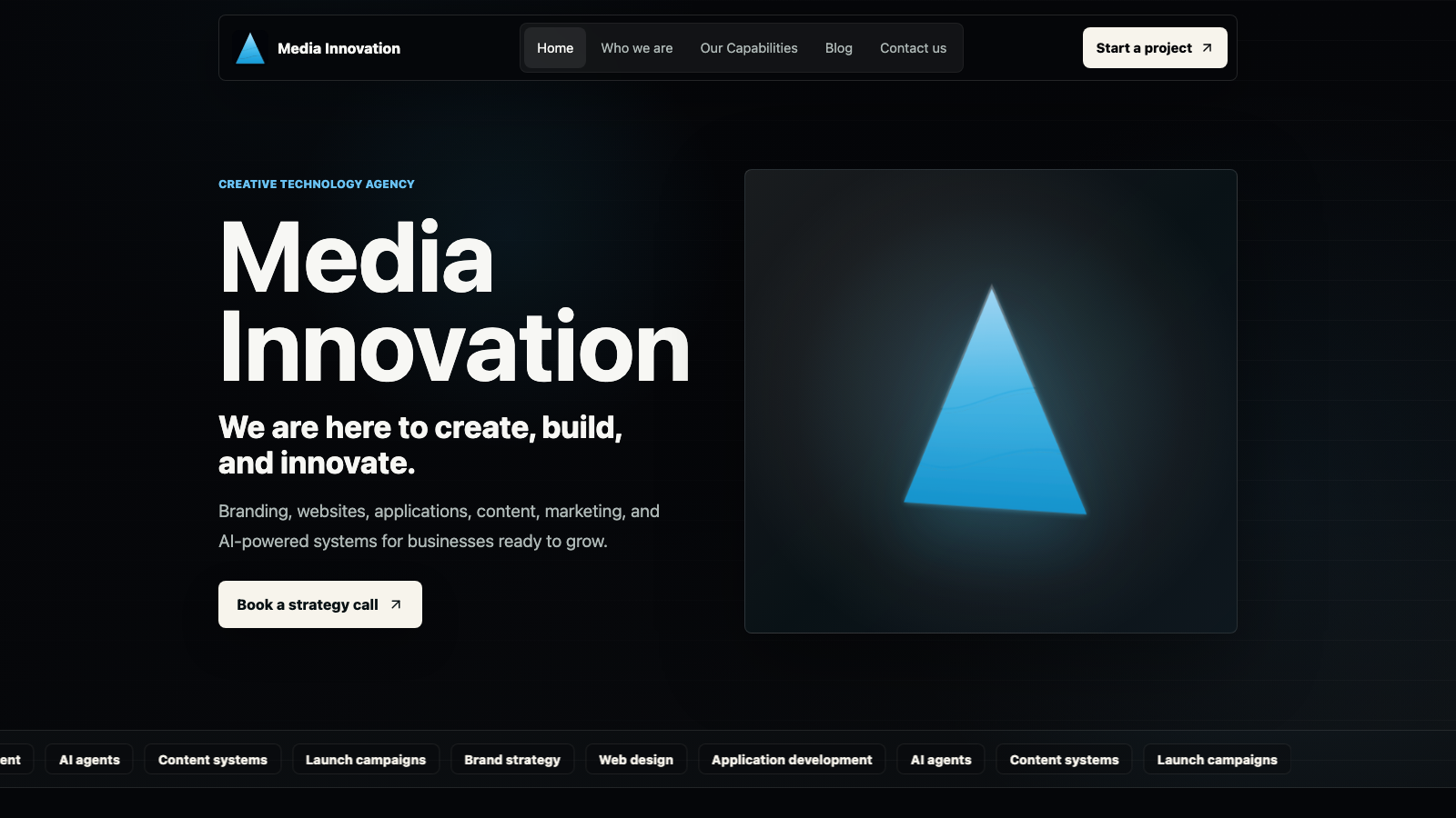 Media Innovation live homepage preview
